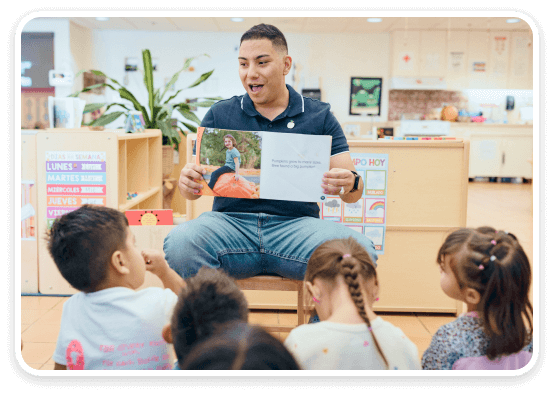 Decorative image of Randy in classroom reading to students
