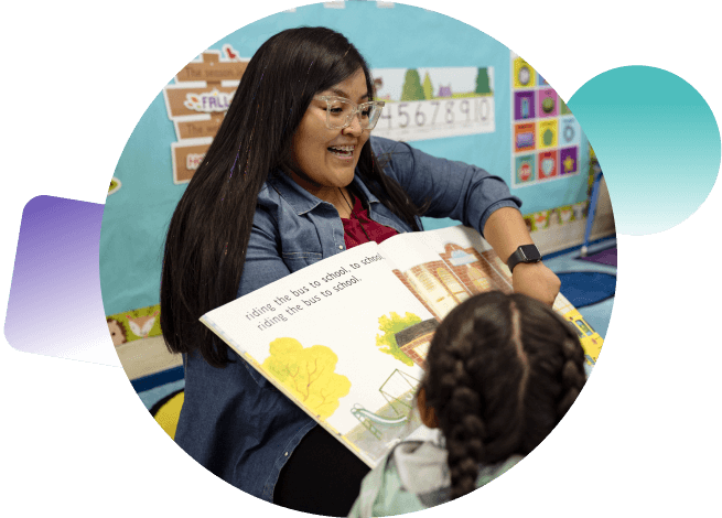 PreK educator Arlissa Francisco plays reads to her students during story time.