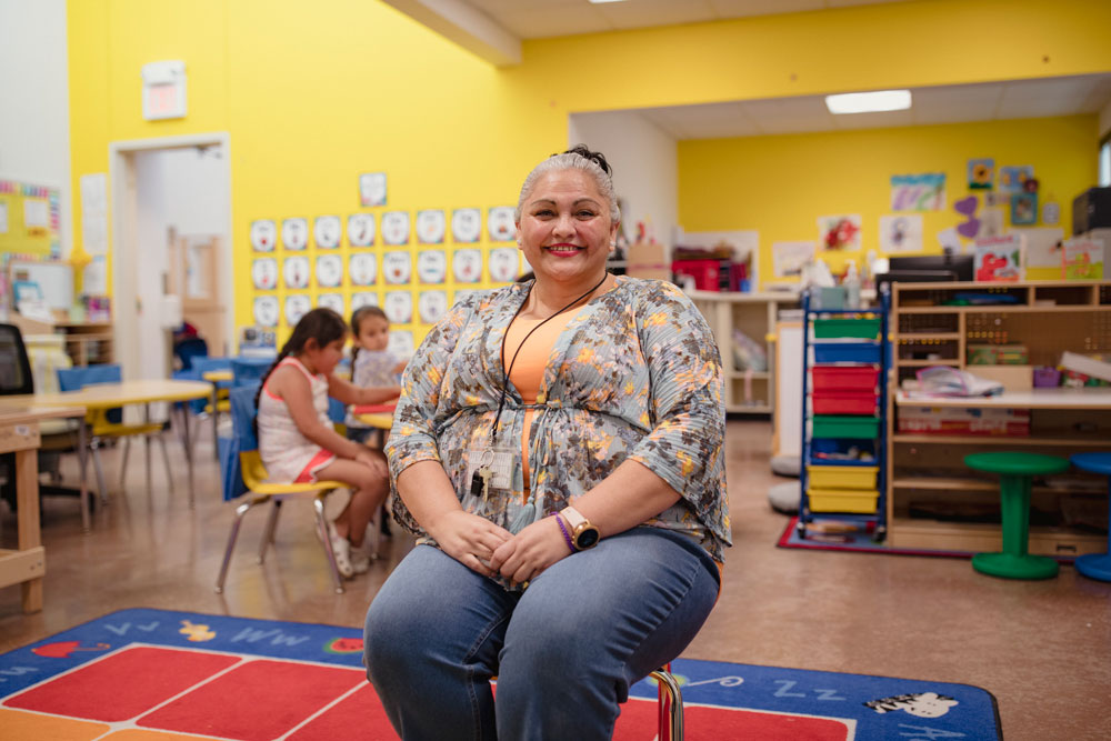 PreK educator Maria Herrera poses in her classroom